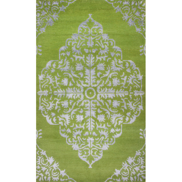 MOTI Rugs Medallion HandKnotted Wool Green/Gray Area Rug Perigold
